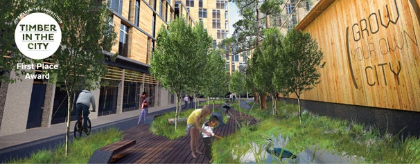 “Grow Your Own City” was the UO’s winning entry in the “Timber in the City: Urban Habitats” contest. “Grow Your Own City” was the UO’s winning entry in the “Timber in the City: Urban Habitats” contest.