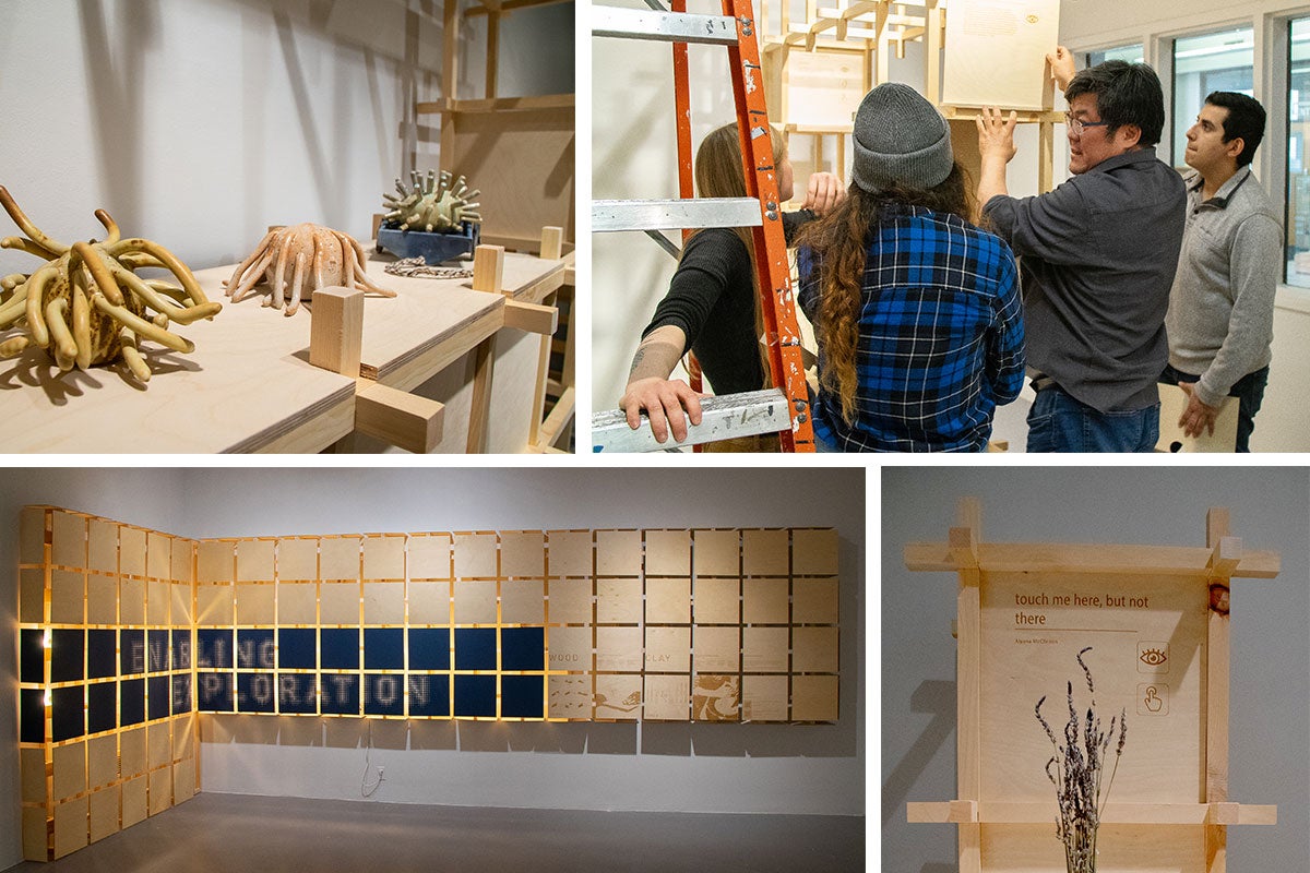 Photo collage of art exhibition featuring universal design