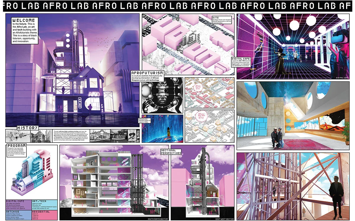 Graphic architectural rendering by Jade Danek