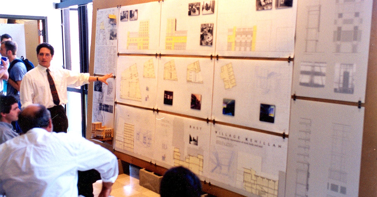 Photo of student at architecture review