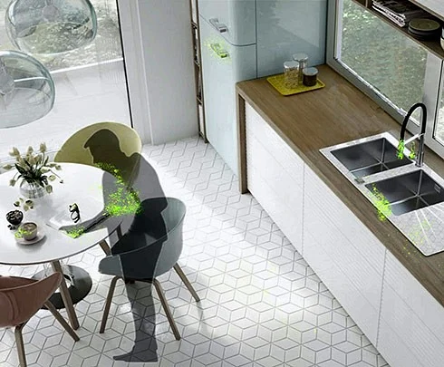illustration showing virus in kitchen