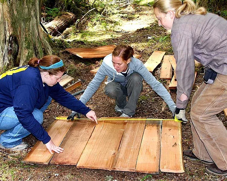 Students with lumber