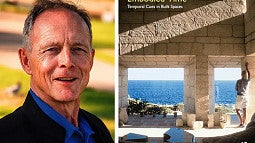 News Header for Kevin Nute Story. Shows Professor Emeritus Kevin Nute on the left and the cover design for his latest book on the right. 