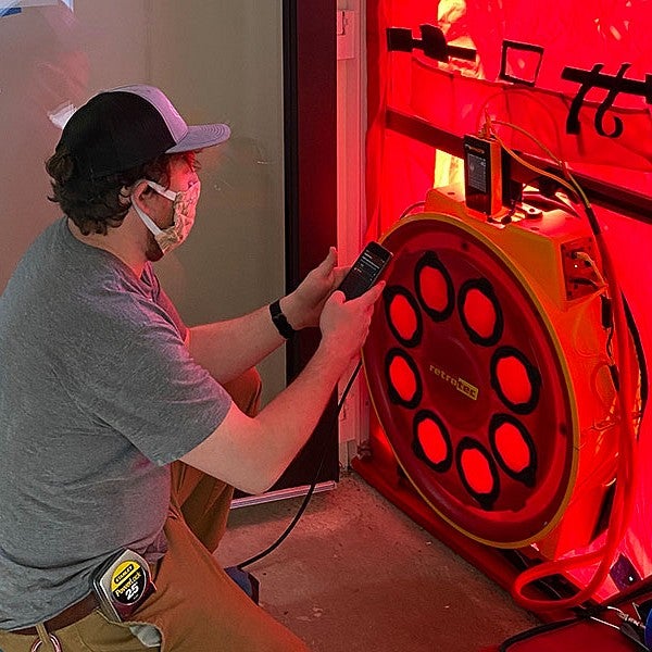 person using equipment