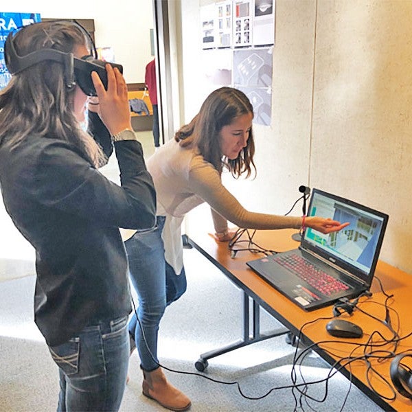 person using VR goggles