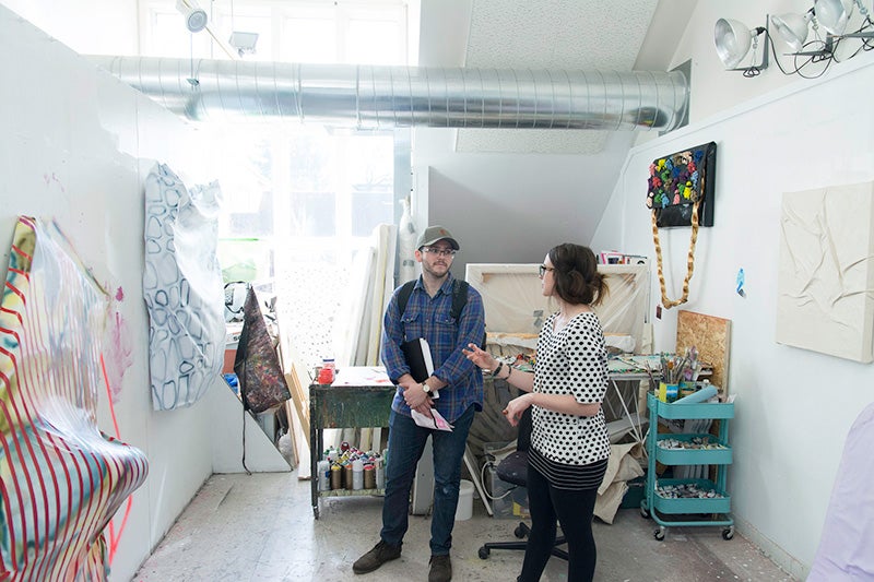 Sarah Mikenis talks with digital arts undergraduate