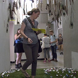 people look at artwork at the 2015 Spring Storm exhibit