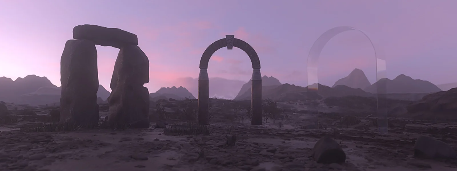 graphic rendering of three arches