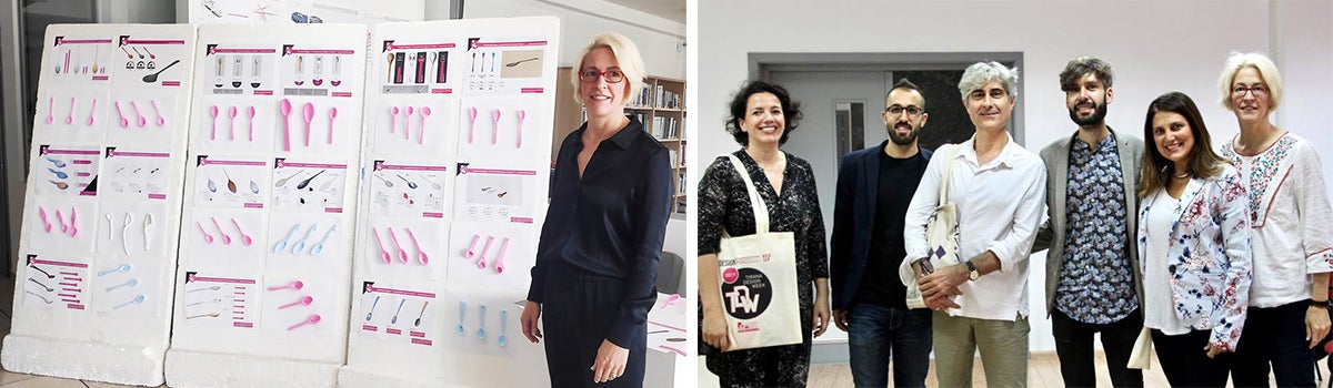 Professor Kiersten Muenchinger with at Tirana Design Week with her presentation and other scholars