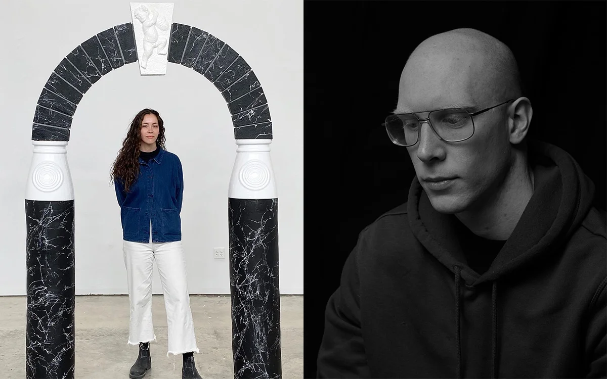 Two photos of Caroline Turner and Ian Malloy