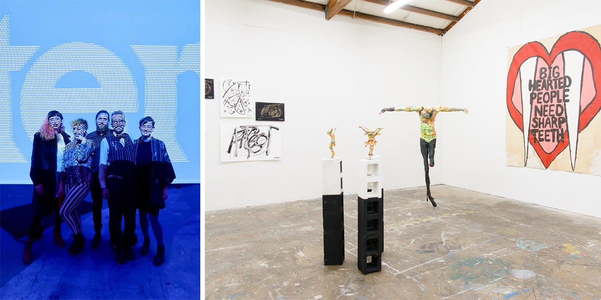 Tropical contemporary members and art in the gallery