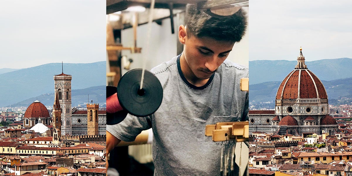 Photo collage of Xander and city of Florence
