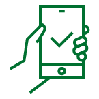 Green icon hand holding phone