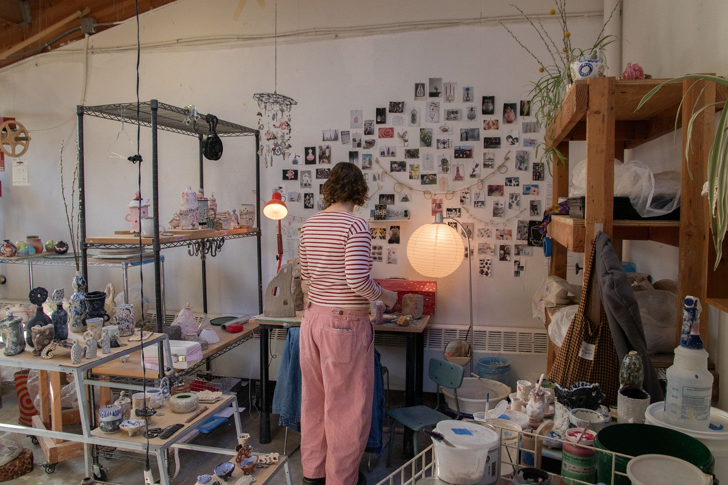 BFA student works in studio. Decorative. 