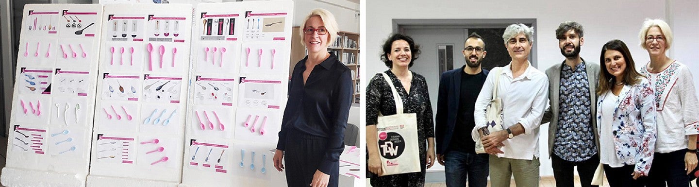 Professor Kiersten Muenchinger with at Tirana Design Week with her presentation and other scholars