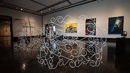 Header for the MFA news article. Shows the exhibition works in the JSMA.