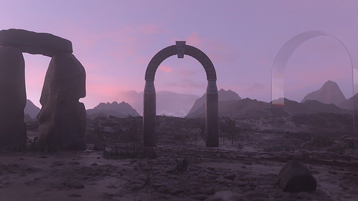 graphic rendering of three arches