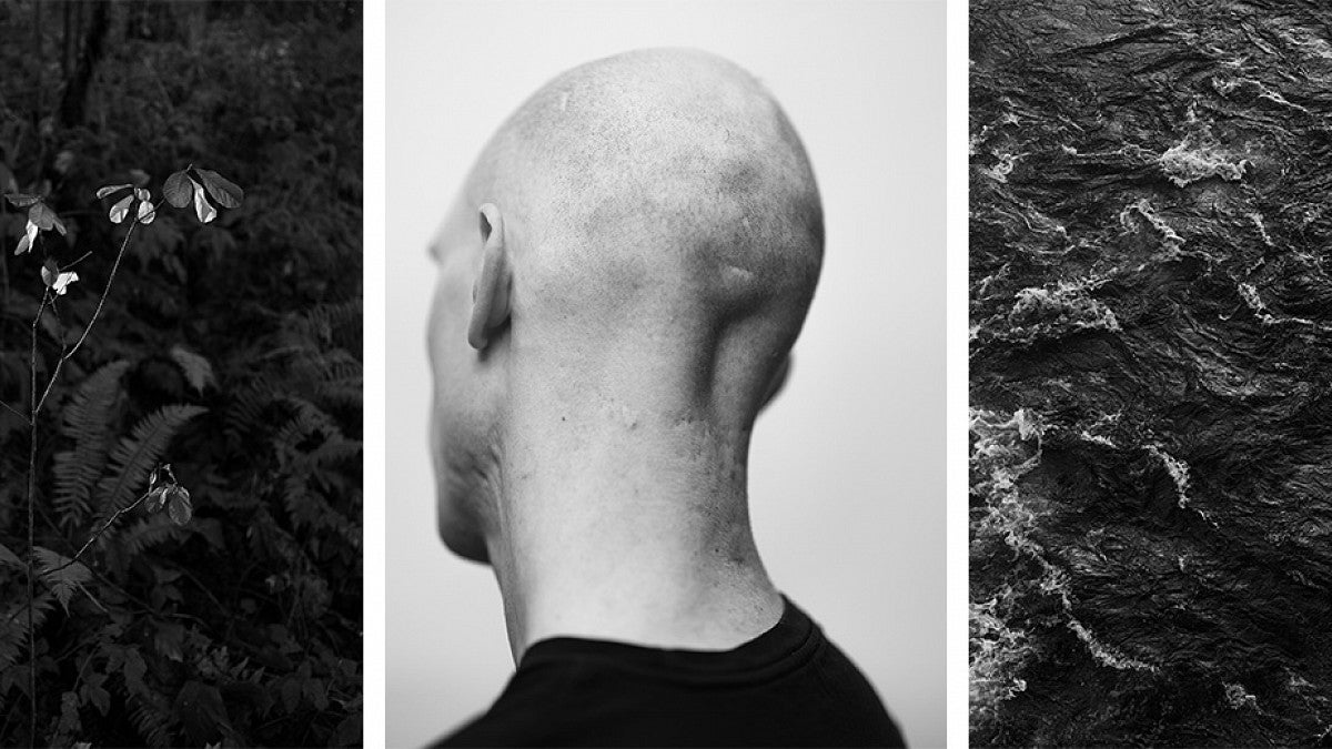 Three black and white photos