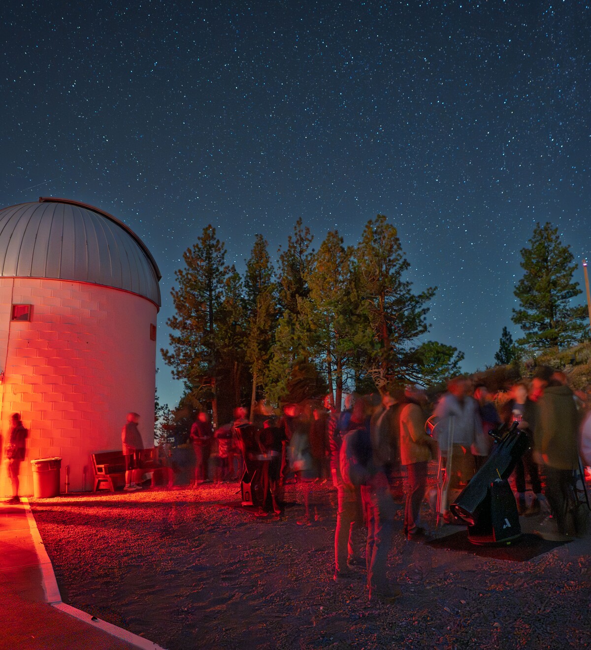 Pine Mountain Observatory under a star-filled night sky.