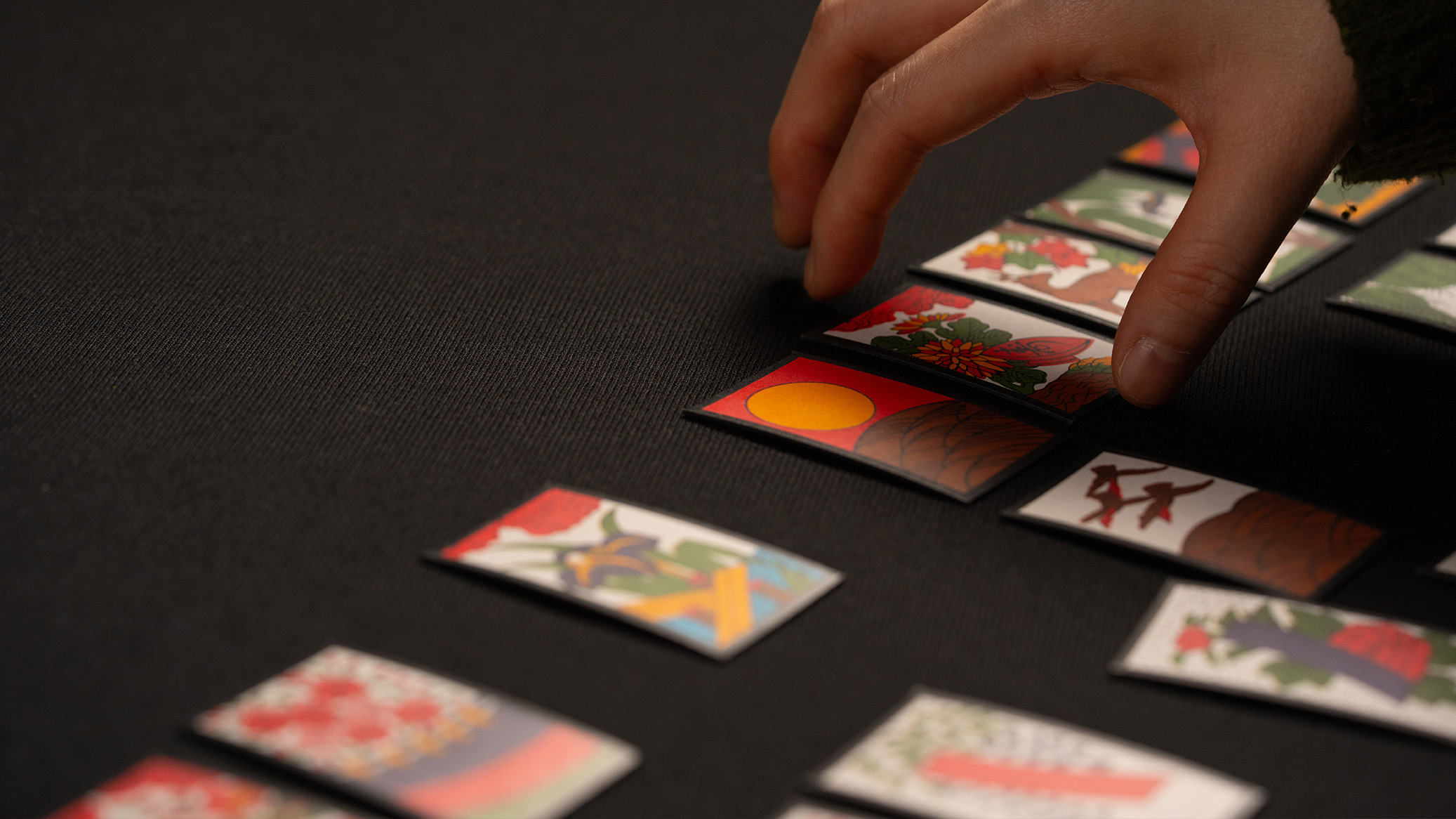 Japanese karuta cards on a table