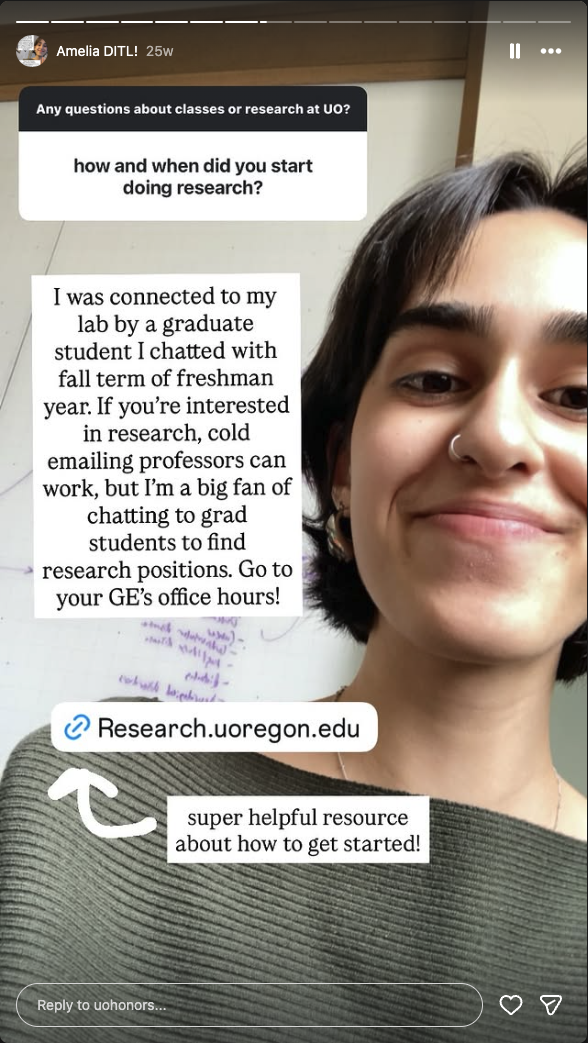 Amelia Kotamari's Instagram post showcasing research resources