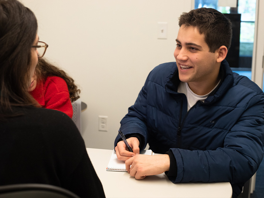 Students attending an advising session.