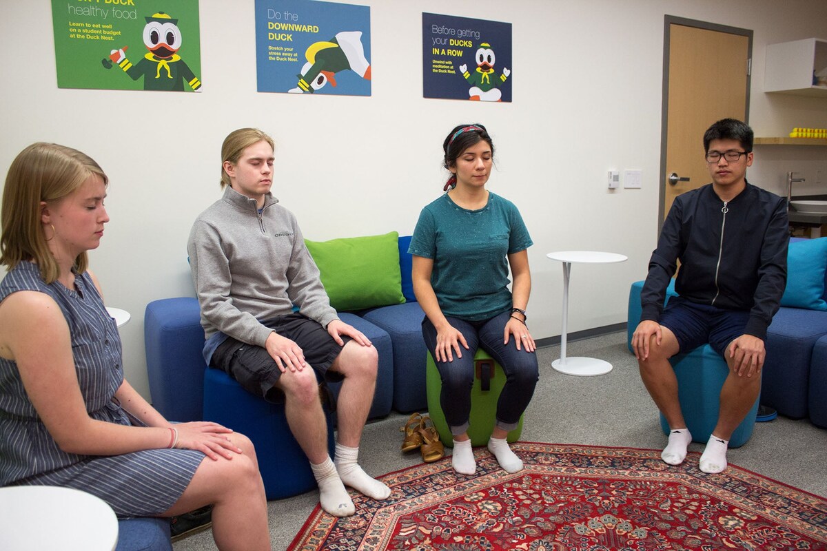 Students meditate together in the Duck Nest.