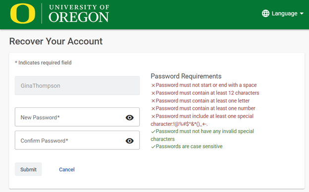 password entry fields