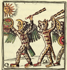 A painting of Aztec warriors