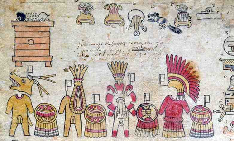 Paintings of figures and objects on stone or animal skins