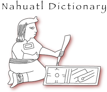 A figure writing in a Nahuatl Dictionary