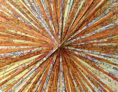 A map folded geometrically into a circle