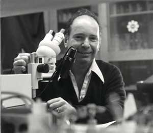 A man near microscopes