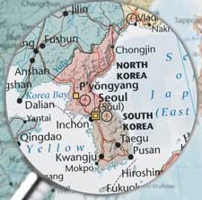 A map of Korea under a Magnifying glass