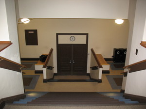 A staircase leading down