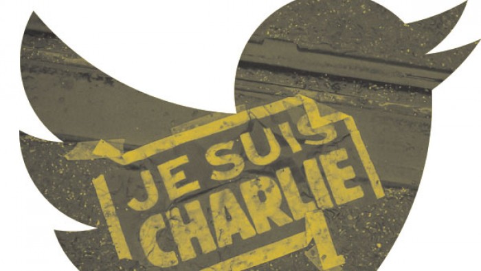 twitter symbol with "Je Suis Charlie" written inside