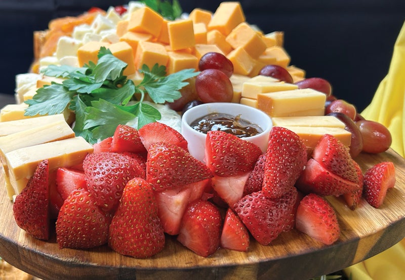Photo of fruit and cheese platter.