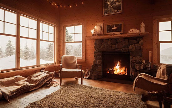 Home fireplace.