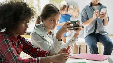 Students on their phones