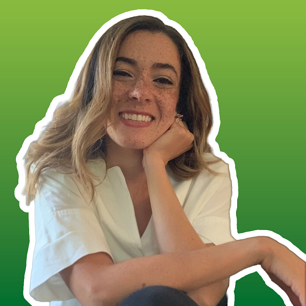 Portrait of a smiling woman with a gradient in the background