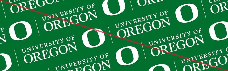 Example of UO logo pattern, crossed out