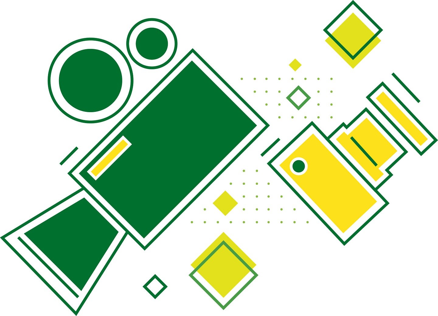 Design of a green video camera and a yellow camera.