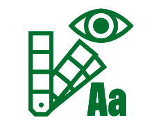 line art of an eyeball and the letters Aa