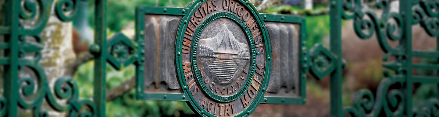 dad's gate showing with the Oregon seal