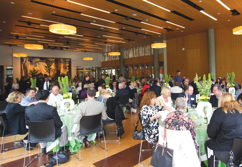 People gathered in Ford Alumni Center.