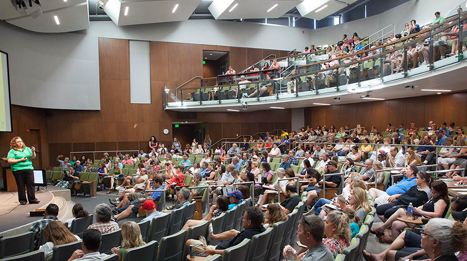 Orientation presentation in auditorium