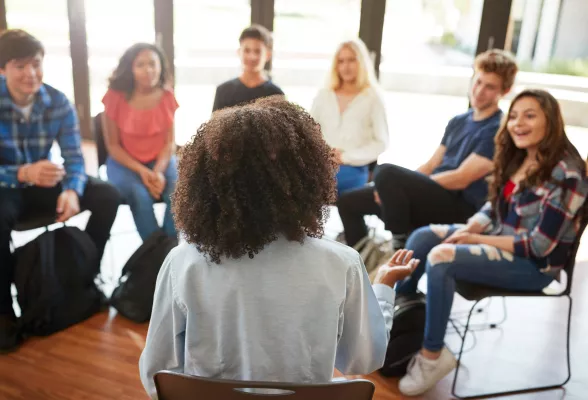 Students in a discussion circle