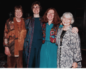 Former CSWS directors include, from&nbsp; left: Miriam Johnson, Cheris Kamarae,&nbsp; Sandra Morgen, and Joan Acker&nbsp;