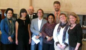 Nara Milanich; Nicole von Germeten; Russ Tomlin; Kris Lane; Michelle McKinley; Law School dean Michael Moffitt; Rachel O'Toole; and Elizabeth Kuznesof