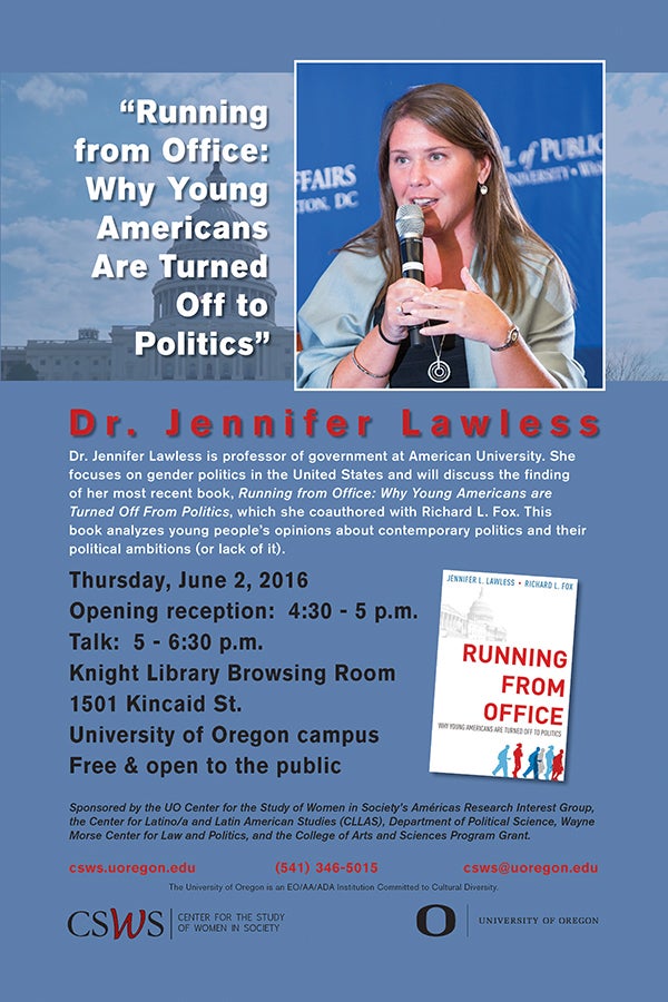Poster for "Running from Office" with Jennifer Lawless